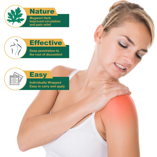 Mugwort Universal Self-Heating Patch, Artemisia Essential Oil Heating Patch, Self-Heating Mugwort Oil Sticker for Neck, Knee, Arms and Back for 8 Hours Long Time Use