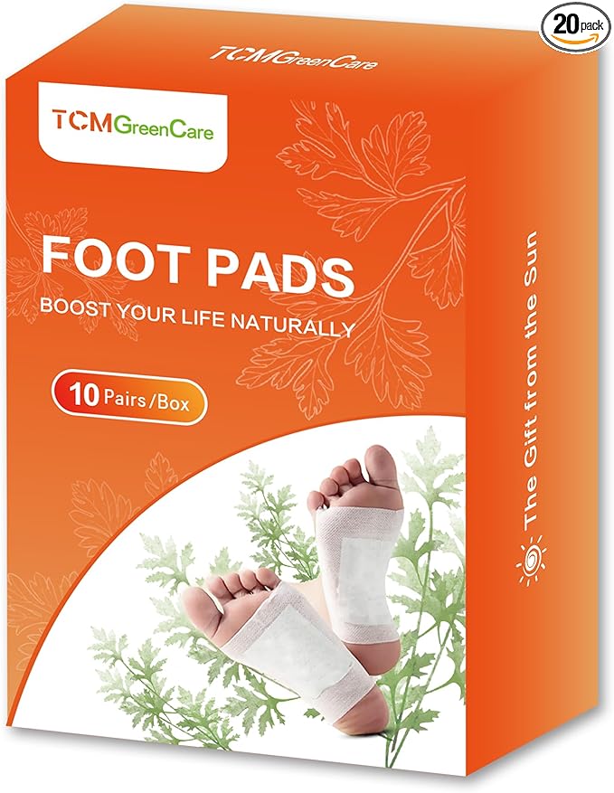 Deep Cleansing Foot Pads, TCMGreenCare Premium Foot Pads, Natural Bamboo & Mugwort Foot Patches: Relieve Fatigue, Reduce Stress, and Enhance Sleep 20 Packs